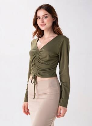 T-shirt manches longues manches longues vert ONLY femme