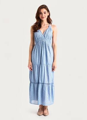 Robe longue bleu MANGO femme