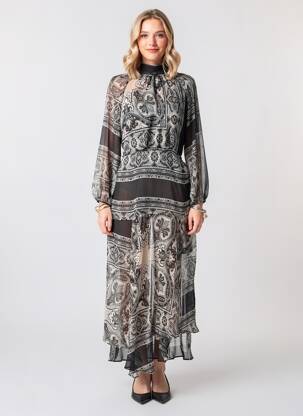 Robe longue noir MANGO femme