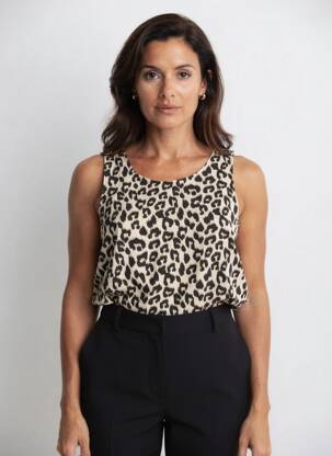 Blouse col rond sans manche marron VERO MODA femme