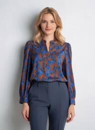 Chemisier manches longues manches longues bleu JACQUELINE DE YONG femme