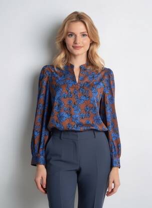 Chemisier manches longues manches longues bleu JACQUELINE DE YONG femme