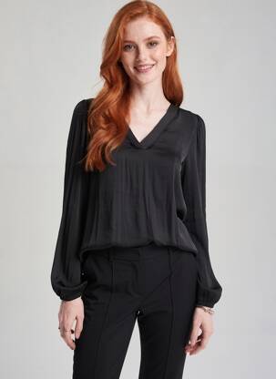 Chemisier coupe droite manches longues noir JACQUELINE DE YONG femme