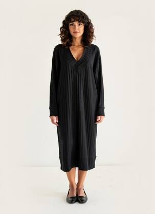 Robe longue manches longues manches longues noir CARMAKOMA femme