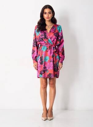 Robe mi-longue col v rouge VERO MODA femme