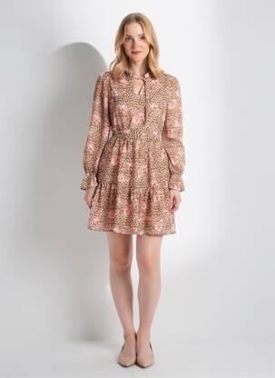 Robe mi-longue col v beige VERO MODA femme