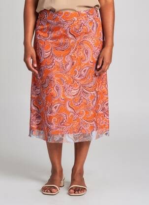 Jupe mi-longue orange STREET ONE femme