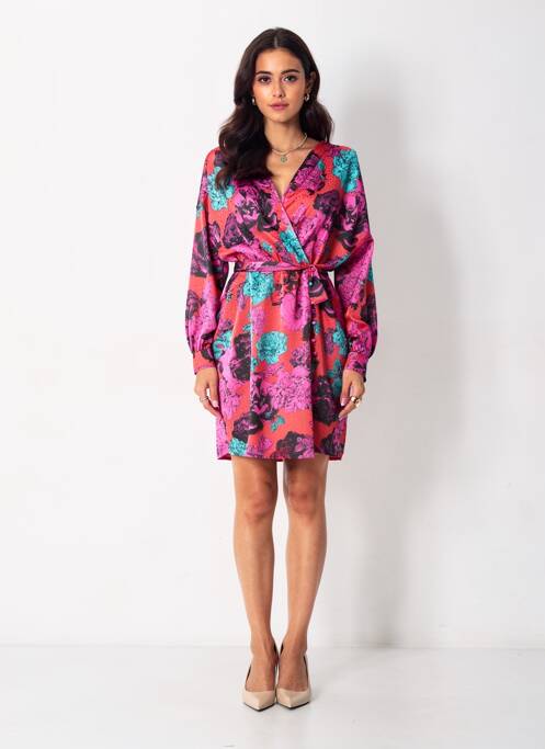 Robe mi-longue col v rouge VERO MODA femme