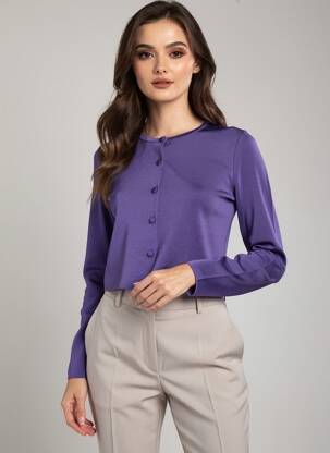 Gilet manches longues violet MANGO femme