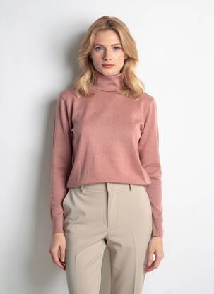 Pull col roulé marron TOM TAILOR femme
