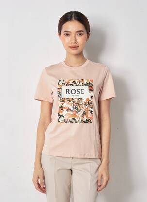 T-shirt coupe droite manches courtes rose ONLY femme