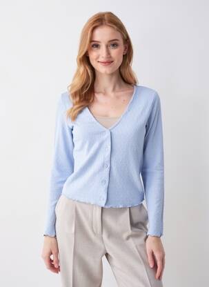 Gilet manches longues bleu MANGO femme