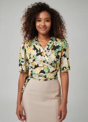 Chemisier coupe droite manches courtes noir ONLY femme