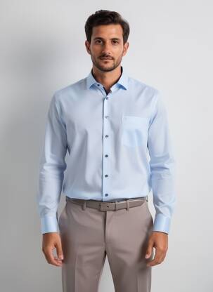 Chemise manches longues bleu OLYMP homme
