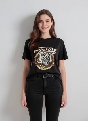 T-shirt noir SUPERDRY femme