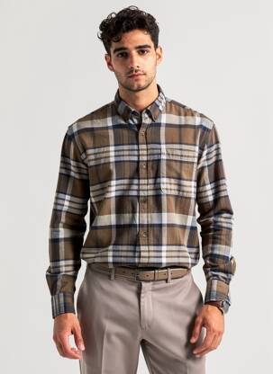 Chemise manches longues marron JACK & JONES homme