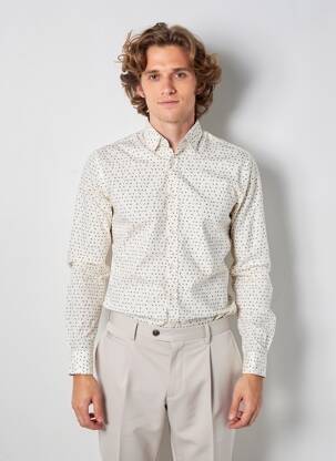 Chemise manches longues manches longues beige TOM TAILOR homme