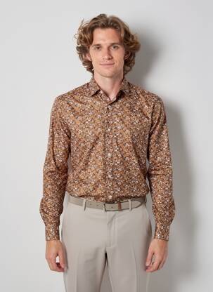 Chemise manches longues marron JACK & JONES homme
