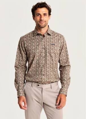 Chemise manches longues beige DELAHAYE homme