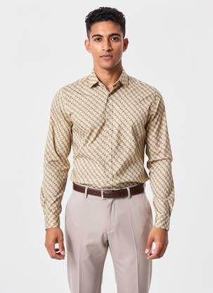 Chemise manches longues beige JACK & JONES homme
