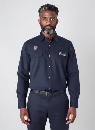 Chemise manches longues bleu DELAHAYE homme