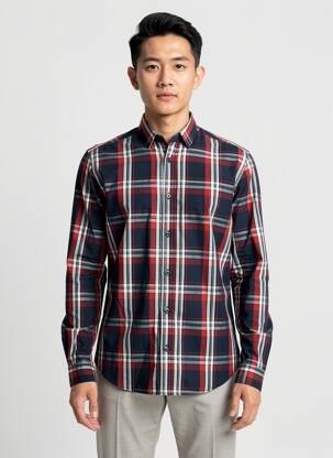 Chemise manches longues manches longues bleu TOM TAILOR homme