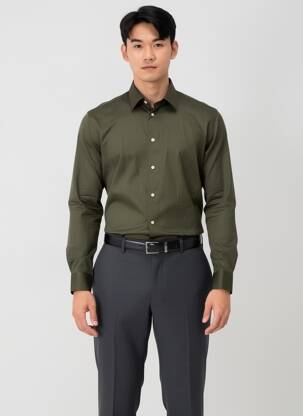 Chemise manches longues manches longues vert fonce SELECTED homme