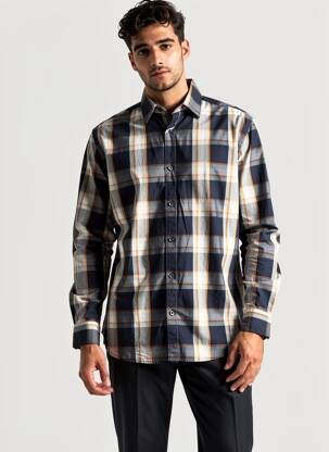 Chemise manches longues manches longues bleu TOM TAILOR homme