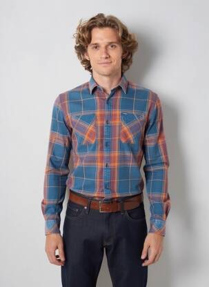 Chemise manches longues bleu GARCIA homme