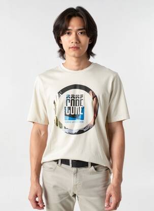 T-shirt col rond manches courtes beige JACK & JONES homme