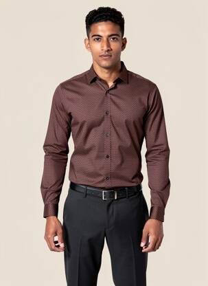 Chemise manches longues marron JACK & JONES homme