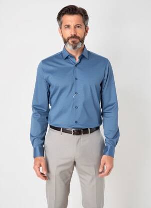 Chemise manches longues bleu OLYMP homme