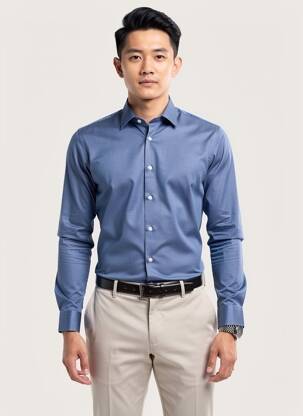 Chemise manches longues poignets boutonnés bleu SELECTED homme