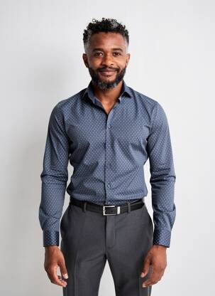 Chemise manches longues bleu OLYMP homme