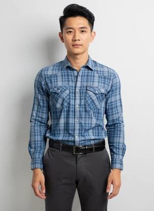 Chemise manches longues bleu GARCIA homme
