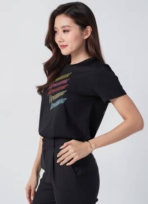 T-shirt col rond manches courtes noir ONLY femme