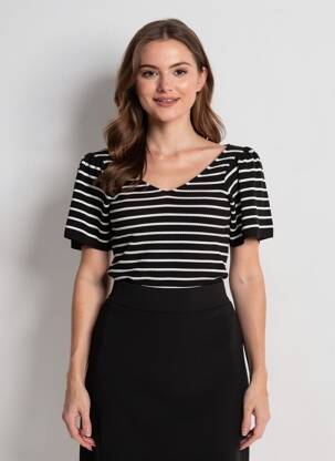 T-shirt col v noir ONLY femme