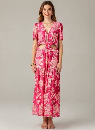 Robe longue rose MANGO femme