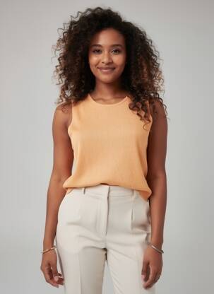 T-shirt coupe droite orange ONLY femme