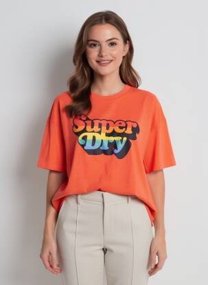 T-shirt orange SUPERDRY femme