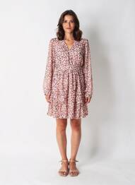 Robe courte col v rose ONLY femme
