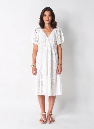 Robe courte blanc MANGO femme