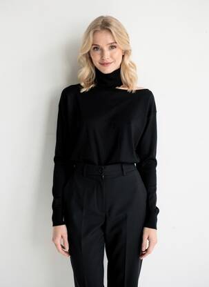 Pull col roulé noir KOCCA femme