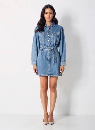 Robe courte bleu MANGO femme