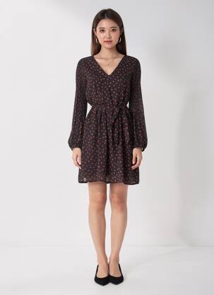 Robe mi-longue col v noir ONLY femme