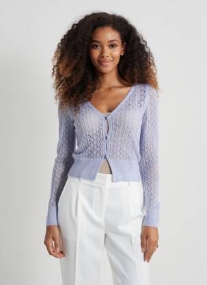 Gilet manches longues bleu MANGO femme