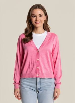Gilet manches longues rose MANGO femme