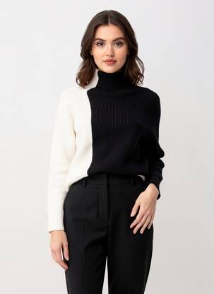 Pull col roulé noir MANGO femme