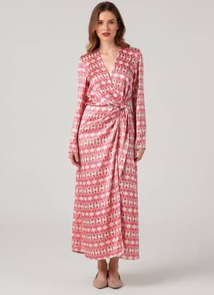 Robe longue rose MANGO femme