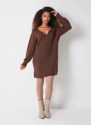 Robe pull marron MANGO femme
